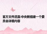 官方文件透露:中央新組建一個(gè)委員會詳細(xì)內(nèi)容