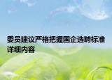 委員建議嚴(yán)格把握國企選聘標(biāo)準(zhǔn)詳細(xì)內(nèi)容