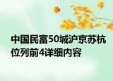 中國民富50城滬京蘇杭位列前4詳細(xì)內(nèi)容
