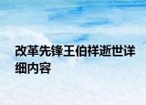 改革先鋒王伯祥逝世詳細(xì)內(nèi)容