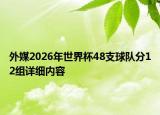 外媒2026年世界杯48支球隊(duì)分12組詳細(xì)內(nèi)容
