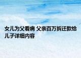 女兒為父看病 父親百萬拆遷款給兒子詳細內(nèi)容