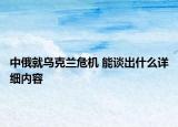 中俄就烏克蘭危機(jī) 能談出什么詳細(xì)內(nèi)容