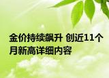 金價(jià)持續(xù)飆升 創(chuàng)近11個(gè)月新高詳細(xì)內(nèi)容