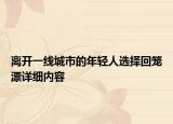 離開一線城市的年輕人選擇回籠漂詳細(xì)內(nèi)容