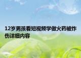 12歲男孩看短視頻學(xué)做火藥被炸傷詳細(xì)內(nèi)容
