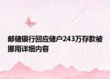 郵儲銀行回應(yīng)儲戶243萬存款被挪用詳細(xì)內(nèi)容