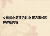 女孩將小男孩扔井中 雙方家長(zhǎng)和解詳細(xì)內(nèi)容
