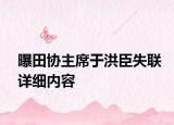 曝田協(xié)主席于洪臣失聯(lián)詳細內(nèi)容