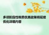 多項階段性稅費優(yōu)惠政策將延續(xù)優(yōu)化詳細內(nèi)容
