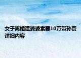 女子離婚遭婆婆索要10萬(wàn)帶孫費(fèi)詳細(xì)內(nèi)容