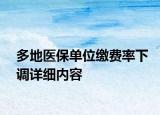 多地醫(yī)保單位繳費(fèi)率下調(diào)詳細(xì)內(nèi)容