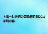 上海一財(cái)務(wù)把公司偷得只剩20塊詳細(xì)內(nèi)容