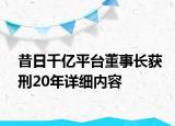 昔日千億平臺(tái)董事長(zhǎng)獲刑20年詳細(xì)內(nèi)容