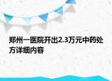 鄭州一醫(yī)院開(kāi)出2.3萬(wàn)元中藥處方詳細(xì)內(nèi)容