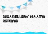 知情人稱兩兒童墜亡時大人正做飯詳細內(nèi)容