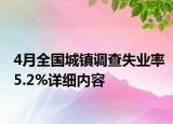 4月全國城鎮(zhèn)調(diào)查失業(yè)率5.2%詳細內(nèi)容