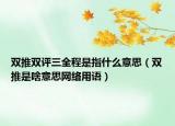 雙推雙評(píng)三全程是指什么意思（雙推是啥意思網(wǎng)絡(luò)用語(yǔ)）