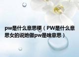 pw是什么意思梗（PW是什么意思女的說她做pw是啥意思）