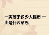 一爽等于多少人民幣 一爽是什么意思