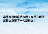 高手在民間是啥意思（高手在民間是什么意思下一句是什么）