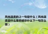 風(fēng)也溫柔的上一句是什么（風(fēng)也溫柔是什么意思暗示什么下一句怎么接）