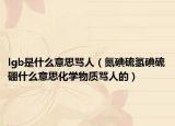lgb是什么意思罵人（氮碘硫氫碘硫硼什么意思化學(xué)物質(zhì)罵人的）