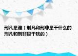 刑凡是誰（刑凡和刑非是干什么的 刑凡和刑非是干啥的）