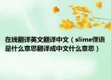 在線翻譯英文翻譯中文（slime俚語是什么意思翻譯成中文什么意思）