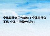 個體是什么工作單位（個體是什么工作 個體戶是做什么的）