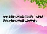 專家支招電冰箱如何選購（如何選購電冰箱電冰箱什么牌子好）
