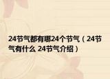 24節(jié)氣都有哪24個節(jié)氣（24節(jié)氣有什么 24節(jié)氣介紹）