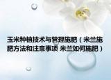 玉米種植技術(shù)與管理施肥（米蘭施肥方法和注意事項(xiàng) 米蘭如何施肥）