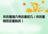 農(nóng)歷是指幾號(hào)還是初幾（農(nóng)歷是陰歷還是陽(yáng)歷）