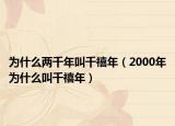 為什么兩千年叫千禧年（2000年為什么叫千禧年）