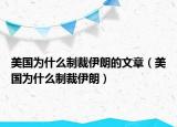 美國為什么制裁伊朗的文章（美國為什么制裁伊朗）