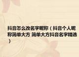 抖音怎么改名字昵稱（抖音個人昵稱簡單大方 簡單大方抖音名字精選）