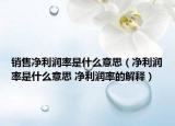 銷售凈利潤率是什么意思（凈利潤率是什么意思 凈利潤率的解釋）