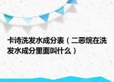 卡詩洗發(fā)水成分表（二惡烷在洗發(fā)水成分里面叫什么）