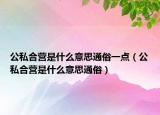 公私合營(yíng)是什么意思通俗一點(diǎn)（公私合營(yíng)是什么意思通俗）