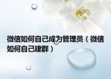 微信如何自己成為管理員（微信如何自己建群）