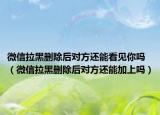 微信拉黑刪除后對(duì)方還能看見(jiàn)你嗎（微信拉黑刪除后對(duì)方還能加上嗎）