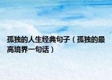 孤獨的人生經(jīng)典句子（孤獨的最高境界一句話）