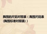 胸圍的尺碼對照表（胸圍尺碼表(胸圍標準對照表)）