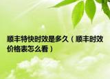 順豐特快時(shí)效是多久（順豐時(shí)效價(jià)格表怎么看）