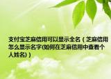 支付寶芝麻信用可以顯示全名（芝麻信用怎么顯示名字(如何在芝麻信用中查看個(gè)人姓名)）