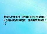 虛擬機(jī)主要作用（虛擬機(jī)有什么好處和壞處(虛擬機(jī)優(yōu)缺點(diǎn)分析：你需要知道這些！)）
