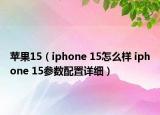 蘋果15（iphone 15怎么樣 iphone 15參數(shù)配置詳細）