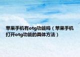 蘋果手機(jī)有otg功能嗎（蘋果手機(jī)打開(kāi)otg功能的具體方法）