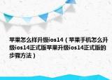 蘋果怎么樣升級(jí)ios14（蘋果手機(jī)怎么升級(jí)ios14正式版蘋果升級(jí)ios14正式版的步驟方法）